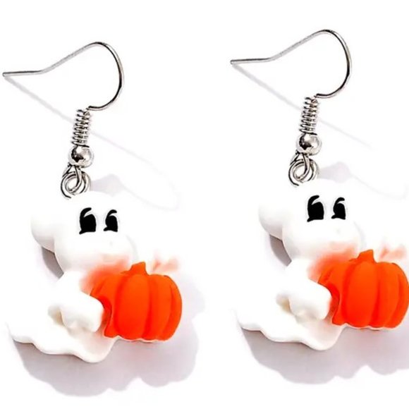 Ghost Earrings Halloween Pumpkin Dangle Cute Party Costume Puffy Costume Fun - Picture 4 of 4
